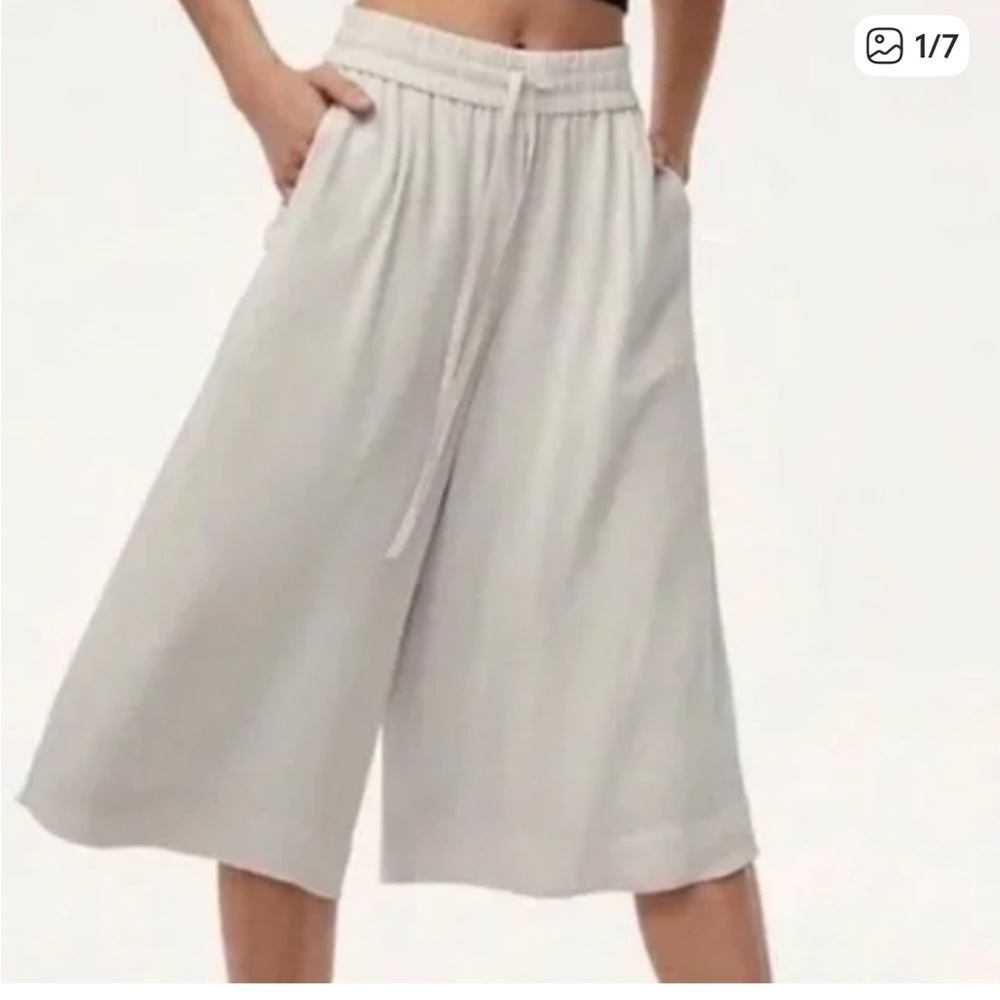 Babaton Women’s Luiz Light Gray Cropped Pants Wide Leg Gaucho Size M
